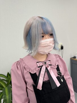 アネラ(Anela) ホワイト+水色セクションカラー【平本】