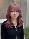 ライトピンク × レイヤーカット