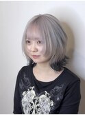 ホワイトシルバー×裾カラー