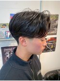 メンズカットセンターパートニュアンスパーママッシュ