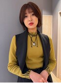 切りっぱなしボブ×ブラウンカラー
