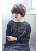 30代40代ショート・丸みマッシュショート・グレージュカラー