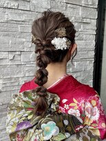 アールトゥーヘアー(art To Hair) 編みおろし/結婚式お呼ばれ/和装セット/金箔/ドライフラワー