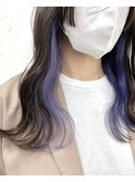 イヤリングカラーパープルディープパープルサイドバング