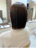 ラベンダーアッシュ切りっぱなしボブ☆前下がりボブショートボブ