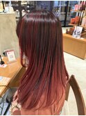 バレイヤージュ×赤髪