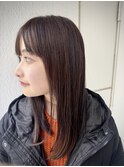 大人可愛い顔まわりレイヤー艶カラーピンクブラウン