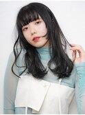 姫カットレイヤー ブルーブラック ブルベ 透け感 セミロング