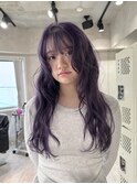 ブリーチ&ダブルカラー/レイヤーロング/ラベンダーパープル