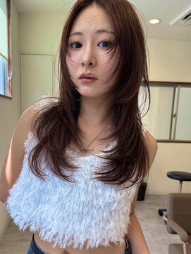キノ(kino) ストレートレイヤーカットピンクブラウン前髪なし