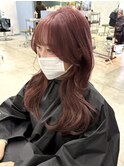 福井ブリーチピンクベージュ韓国レイヤー顔周りカット髪質改善