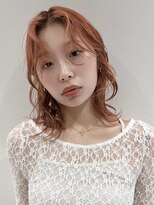 ラミエバイメルト 下北沢(lamie by melt) レイヤーボブ 顔周りカット ブリーチ ピンク オレンジ 下北沢