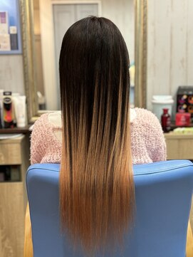 美容室 ダン エクセルシア(Dan) ★地毛ダーク色からの人毛プレミア編み込みエクステ可愛いロング