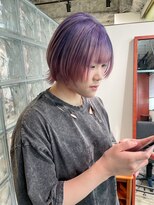 ノル 栄矢場町(nol) pink × purple デザカラ ショートウルフ