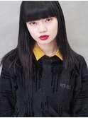 モード　個性的厚めバング黒髪セミディ＜徳竹＞