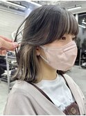 前髪インナー/フェイスフレーミング×グレージュ×くびれボブ
