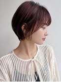 大人ショート前髪あり丸みひし形ショートボブ絶壁 骨格補正A1219