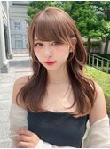 大人可愛い小顔前髪顔まわりセミロングレイヤーカット
