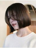ショート ボブ 顔周り 前髪 暗めカラー 透明感カラー 20代30代