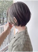 【morio 原宿】丸みショート　インナーカラー　オリーブ