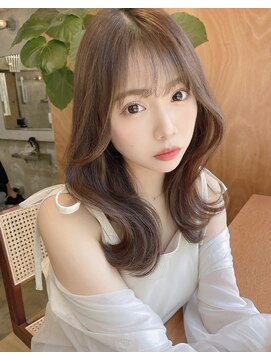 ロンドローズ 名古屋(Lond damaskRose) チョコレート 切りっぱなし イヤリングカラー 韓国ヘア 顔周り