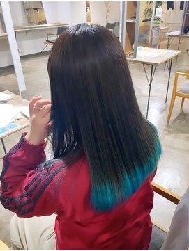 ザ オーダー(THE ORDER) デザインカラー/裾カラー/ターコイズブルー/ブルーカラー/艶髪