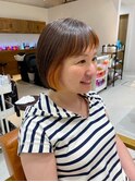 フェイスフレーミングインナーカラーオレンジカラーショートボブ