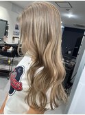 ハイライトカラーミルクティーベージュケアブリーチダブルカラー