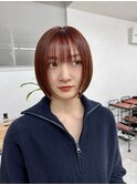 オレンジブラウン×レイヤーボブ[淡路駅]