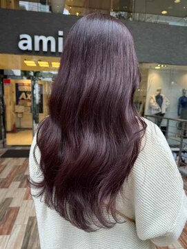 インク サカエ(inq sakae) ブリーチなしダブルカラー/ピンクブラウン/ロングウェーブ