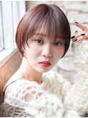 大人可愛い20代30代40代黒髪前下がりひし形小顔ボブ丸みショート