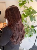 ハイライトカラーピンクブラウンウェーブロング
