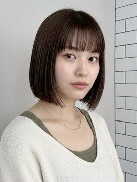 切りっぱなしボブ＋グレージュカラー