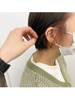 キー(kii) ショート x オレンジベージュ インナーカラー 福岡 天神