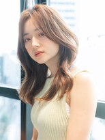 20代30代大人かわいい斜めバングデザインカラーシルキーベージュ
