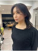 黒髪ワンレン韓国風ミディアム×レイヤーカット[横浜駅]