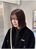 ぱつっとボブ×ピンクブラウン