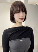 韓国風顔まわりレイヤー/透明感ブラウンお姉さんボブ