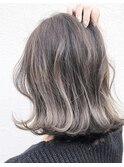くびれショートボブ40代50代グレイカラー白髪染め白髪ぼかし