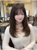 美髪レイヤーカット/くびれ巻き髪/ベージュカラー