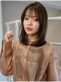 《CODE.LINE》チョコレートブラウン顔まわりミディアムレイヤー