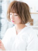 ★カーキラインカラー無造作パーマ小顔ミニボブ20代30代40代★7
