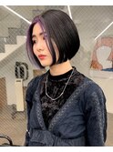 前髪デザインカラーボブ