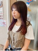 セミロング_インナーカラー_前髪