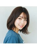 くびれボブ×透けバングで小顔ナチュラルヘア