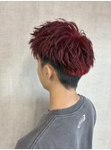チェリーレッド　ワインレッド　ダブルカラー　刈り上げ
