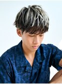 men's/メンズ/リバースセンターパート/黒染め/韓国/顔周り波巻き