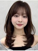 三鷹レイヤーカット韓国ダブルカラー顔周り前髪カットボブ