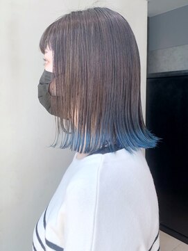 アルバム 銀座(ALBUM GINZA) 裾カラーブルーボブ_マロンベージュAラインボブ_ba326241