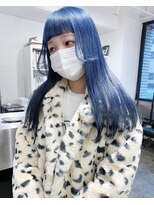 ディーカヘアーセンダイ(Di KA HAIR sendai)&nbsp;blue×dark gray /インナーカラー/ハイトーン/デザインカラー